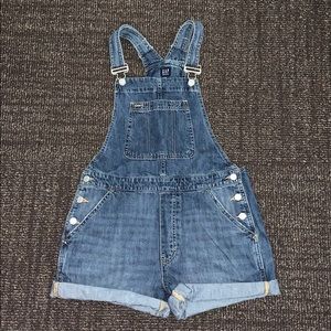 Denim short-overalls